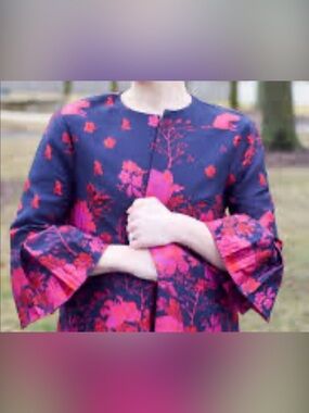 Eva Franco Anthropologie Embroidered Flutter Sleeve Kimono Style Jacket Small